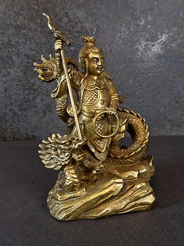 Nezha (哪吒, Nézhā)  Staty i Brons, Kinesisk Beskydds Diety