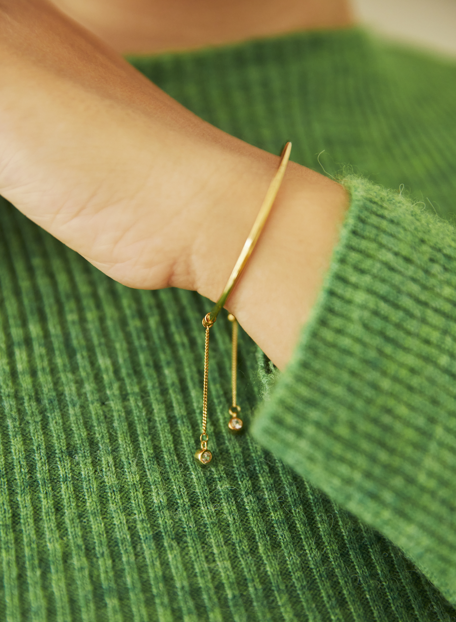 Brilliant bangle brace double gold - 2