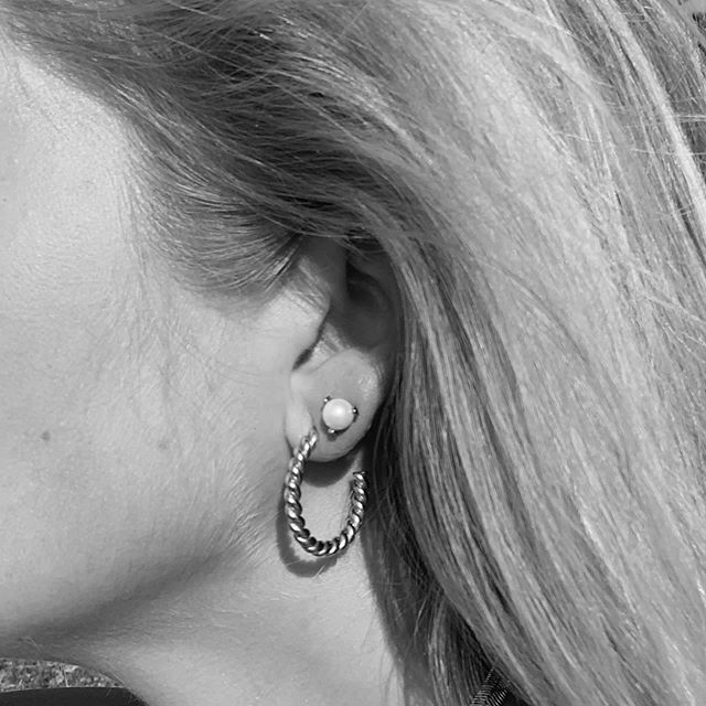 Pearl stud ear Silver - 2