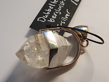 Dubbelterminerad bergkristall, hänge 925-silver JOD