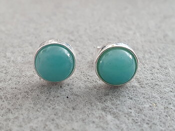 Amazonite 7mm cabuchon, ear stud 925-silver