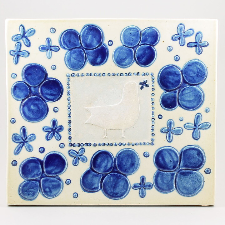シルヴィア・レウショヴィウス  鳥と花の陶板   Wall Plaque   1960年代 32 cm