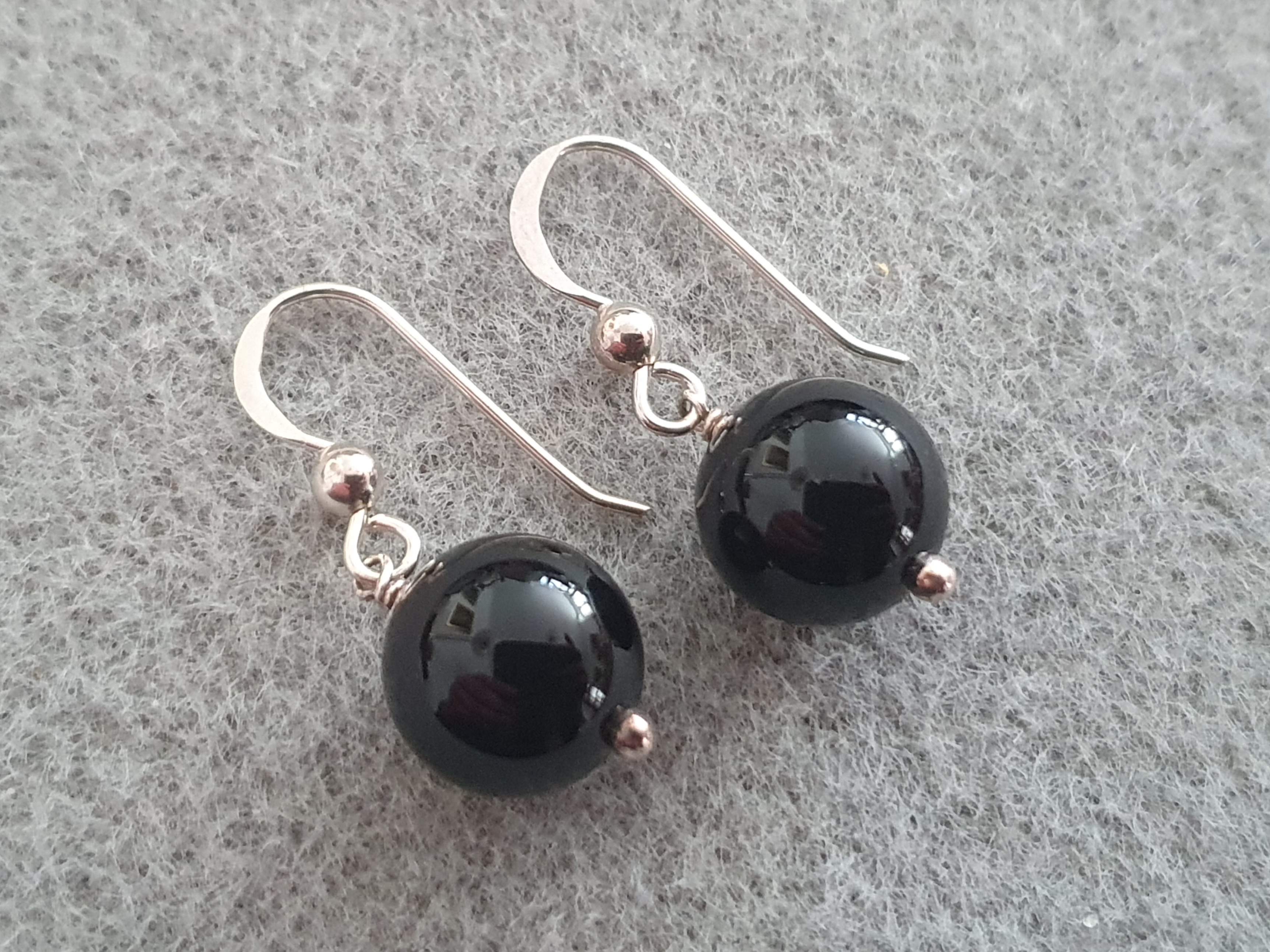 Onyx kula 10mm örhänge örkrok 925-silver