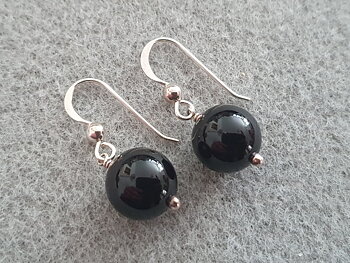 Onyx kula 10mm örhänge örkrok 925-silver