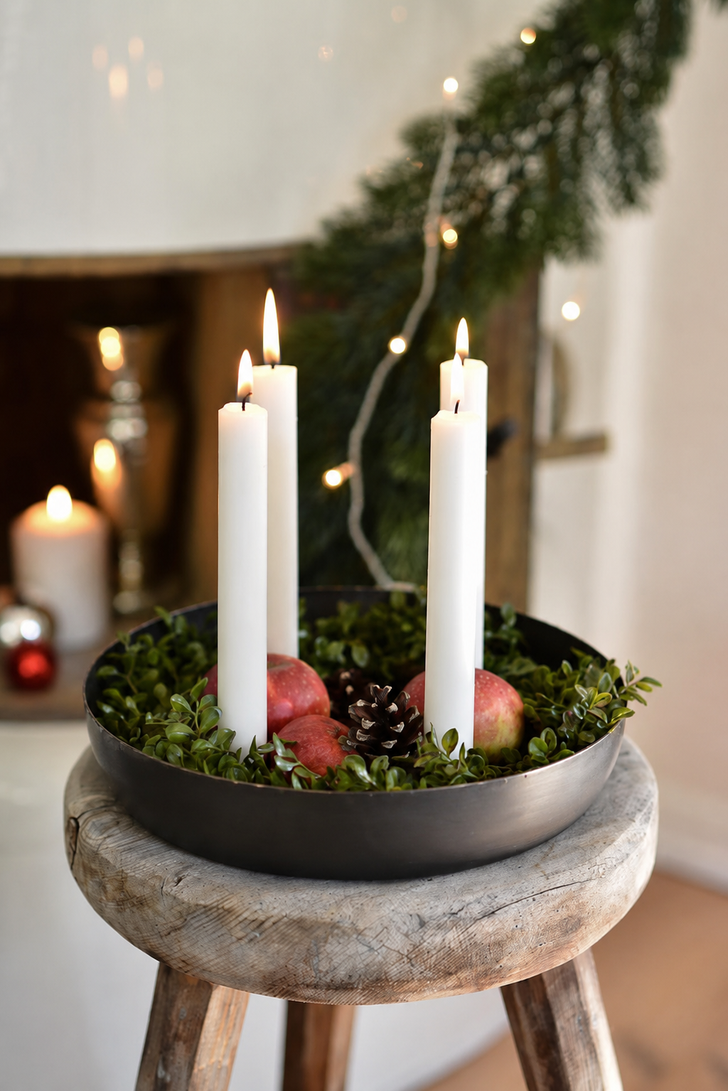 Ljusfat med hållare Ljusstake Adventsljusstake Grå Onyx 27x4 cm