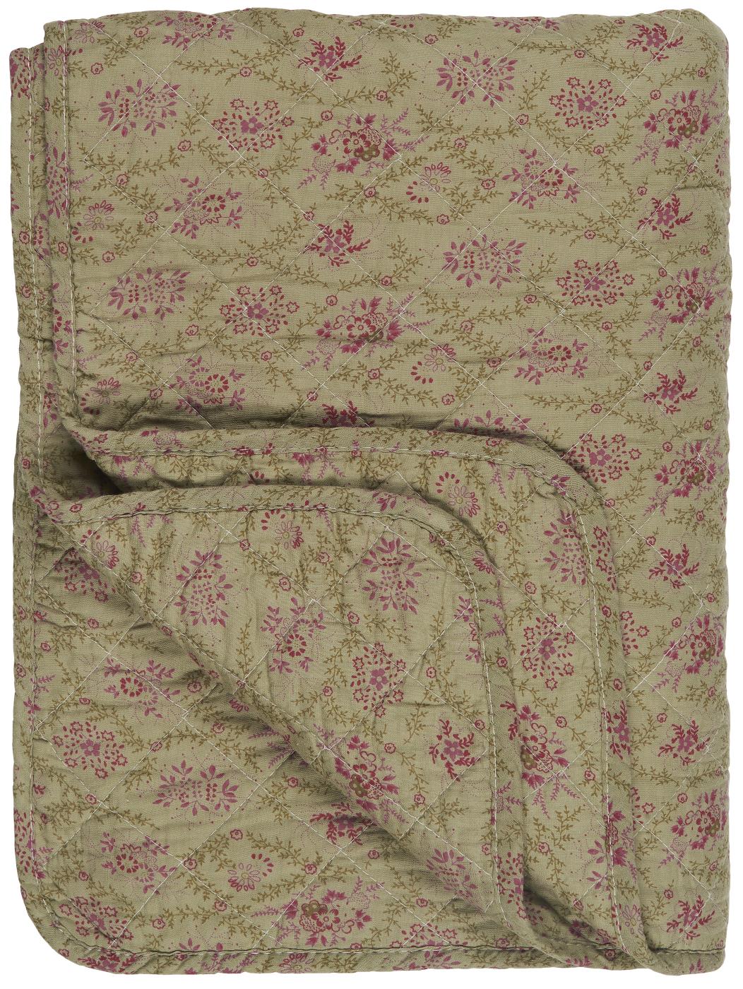 Quiltad Pläd Paisley Olive/Cerise