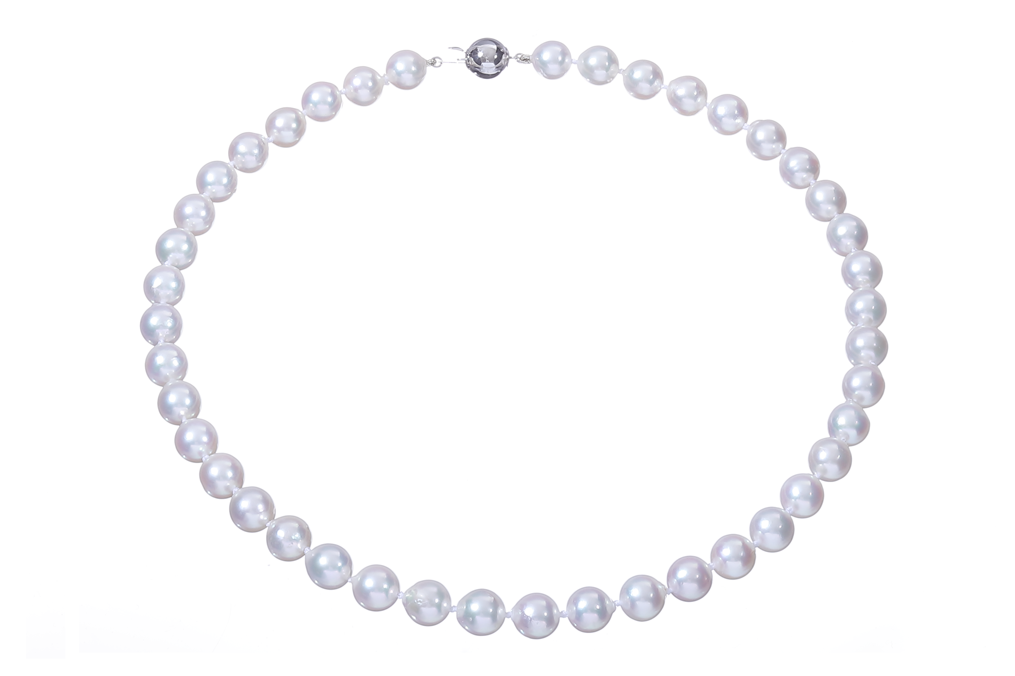 Collar de perlas Akoya grandes de 8,5-9 mm con cierre de oro blanco - 2