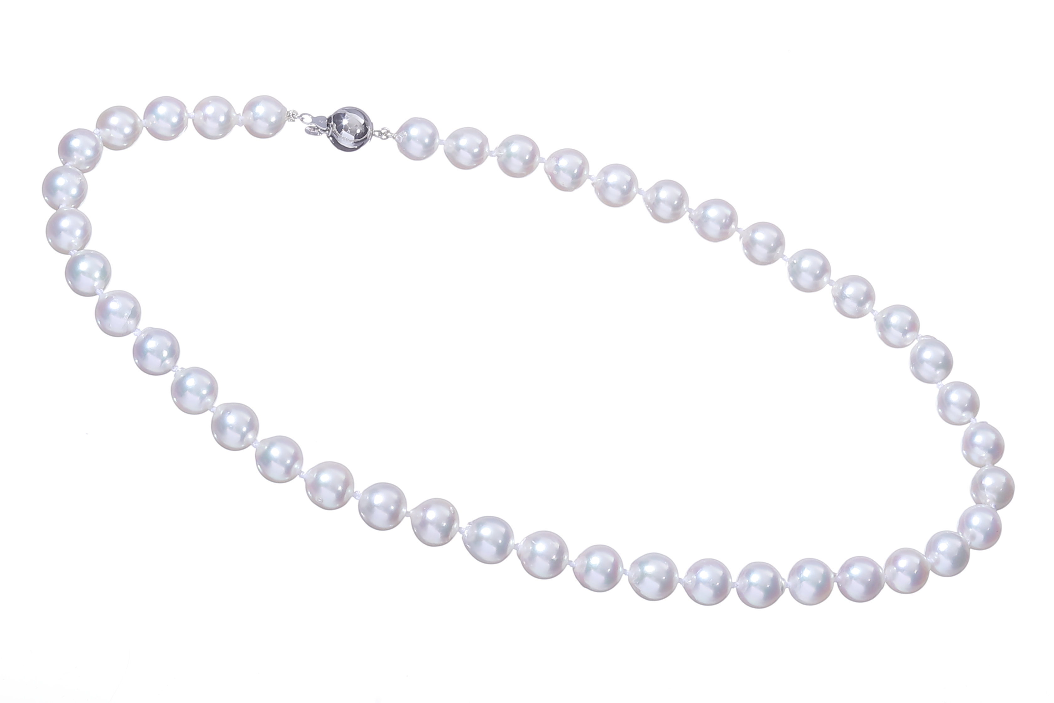 Collar de perlas Akoya grandes de 8,5-9 mm con cierre de oro blanco - 4