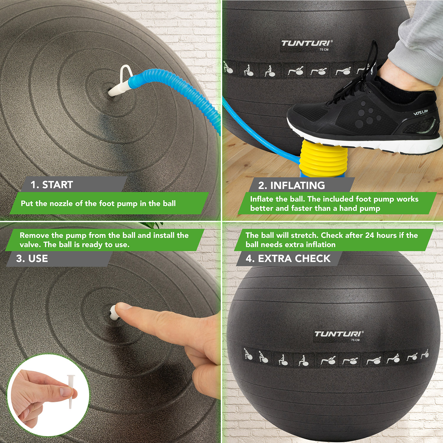 Gymboll, Anti-Burst, 55 cm, Svart - 2