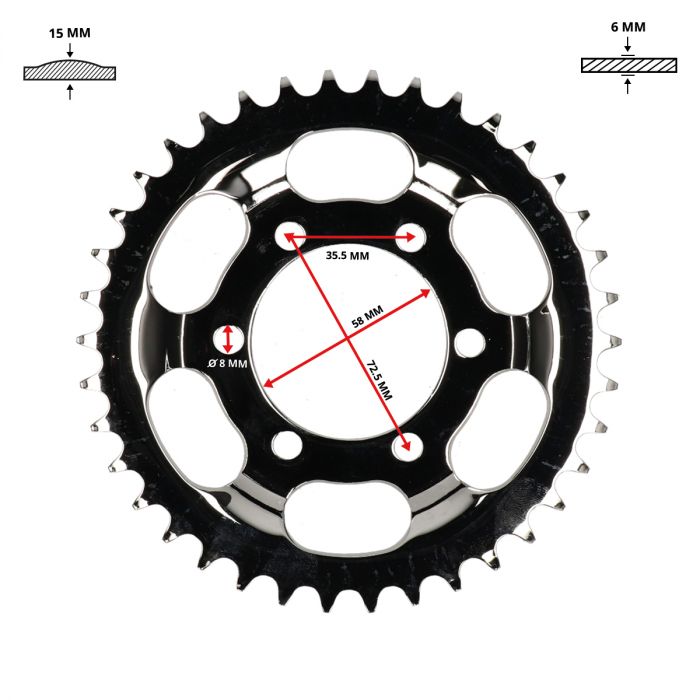 Baghjulstræk, Chromat, Zündapp KS50, 38 T, 420 kæde - 2