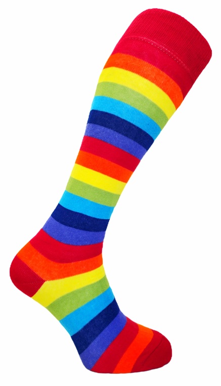 Knästrumpor Red Rainbow Thick Stripe