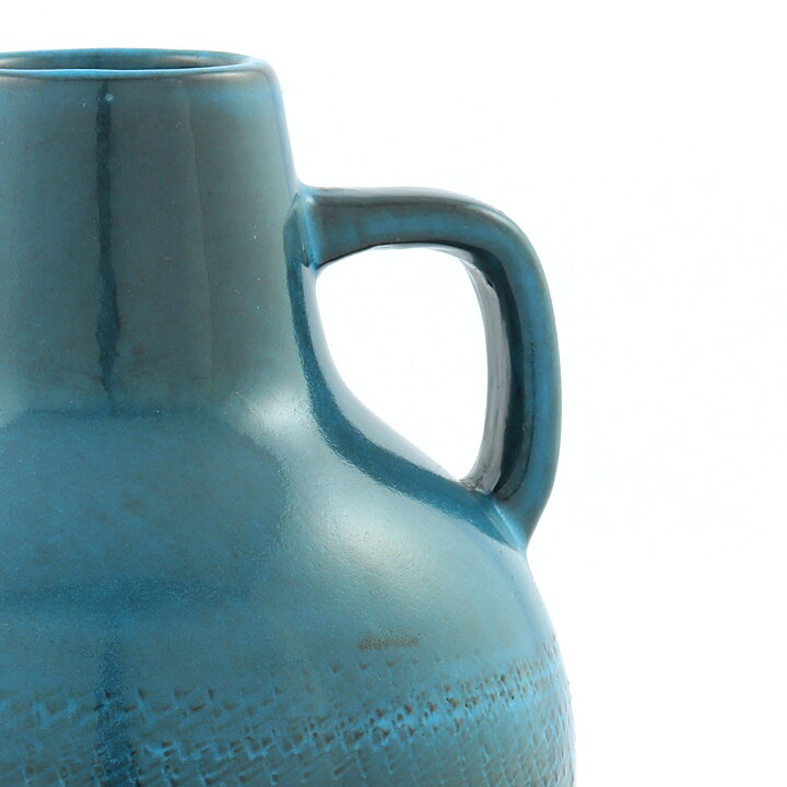 Ingrid Atterberg (Bris 1960s) Turquoise Swelling Vase with Relief Pattern 13 cm