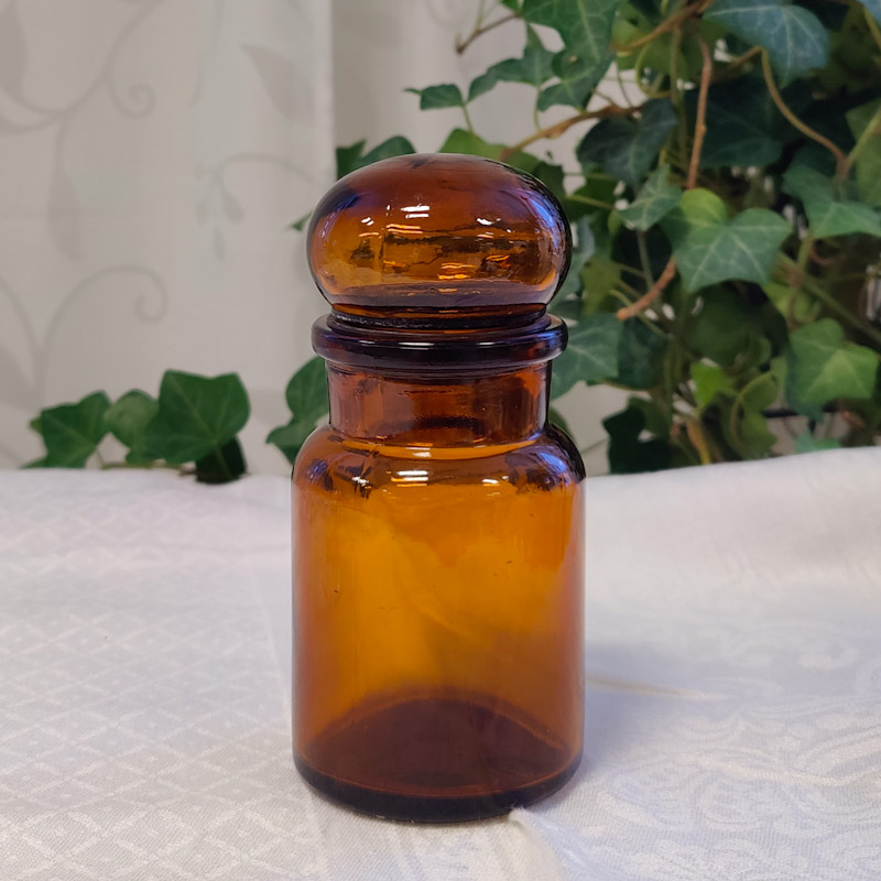 Förvaringsburk 14,5 cm i glas brun från 70-talet