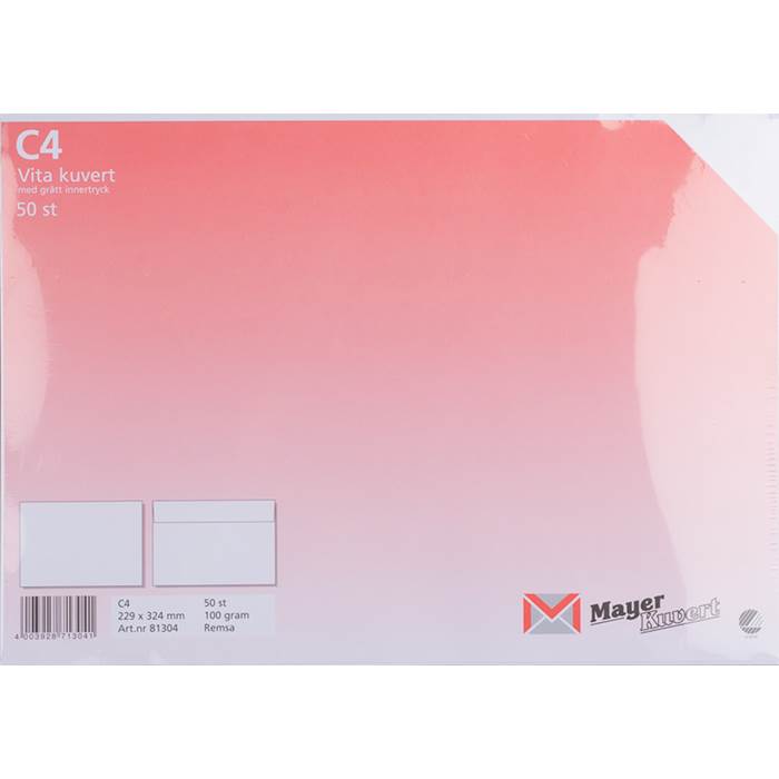 Kuvert C4 vit med remsa 50/fp - 2