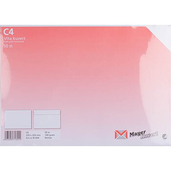 Kuvert C4 vit med remsa 50/fp