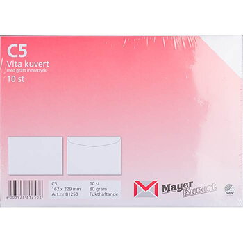 Kuvert C5 vit fukthäft 10/fp