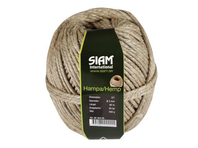 Bindgarn Hampa 3/1 80m 500g - 3