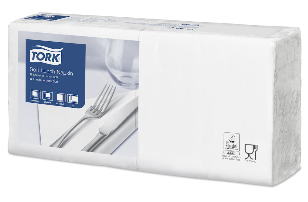 Servett Lunch Tork 3L Vit 150s