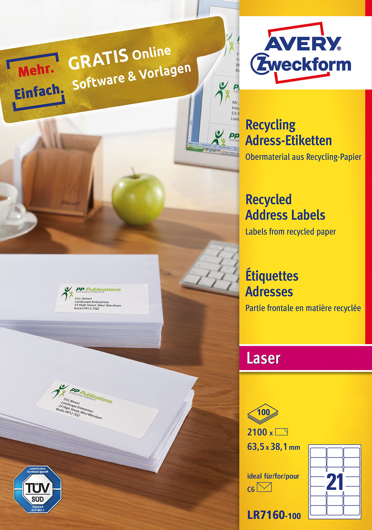 Etikett LR7160 63,5x38,1 2100f - 2