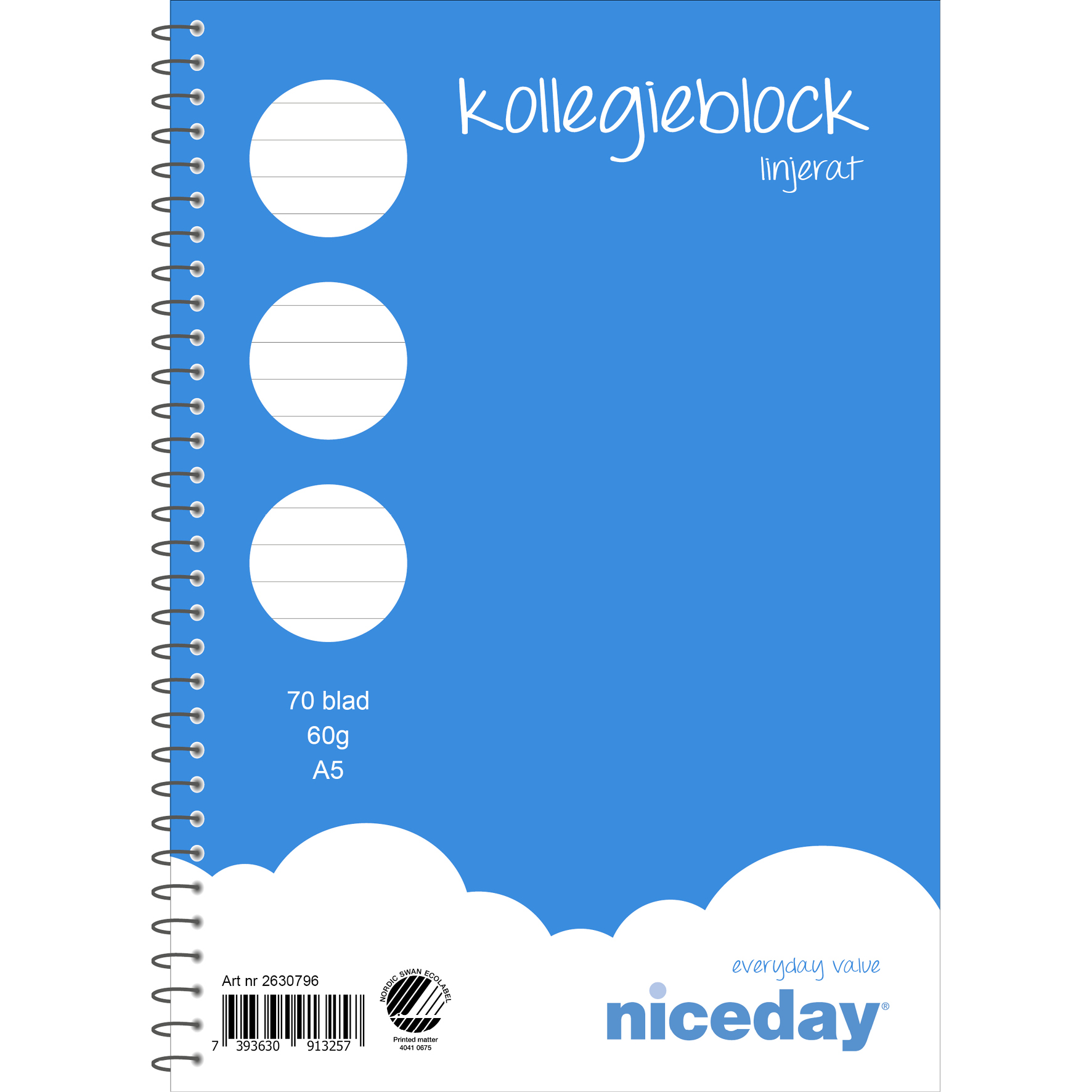Kollegieblock A5 70bl 60g lin - 2