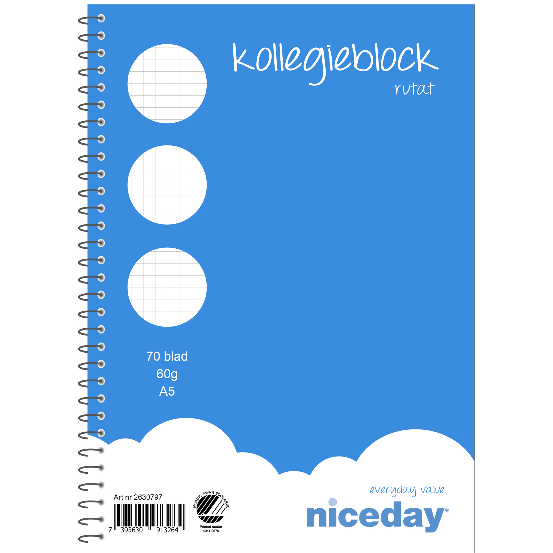 Kollegieblock A5 70bl 60g rut - 2