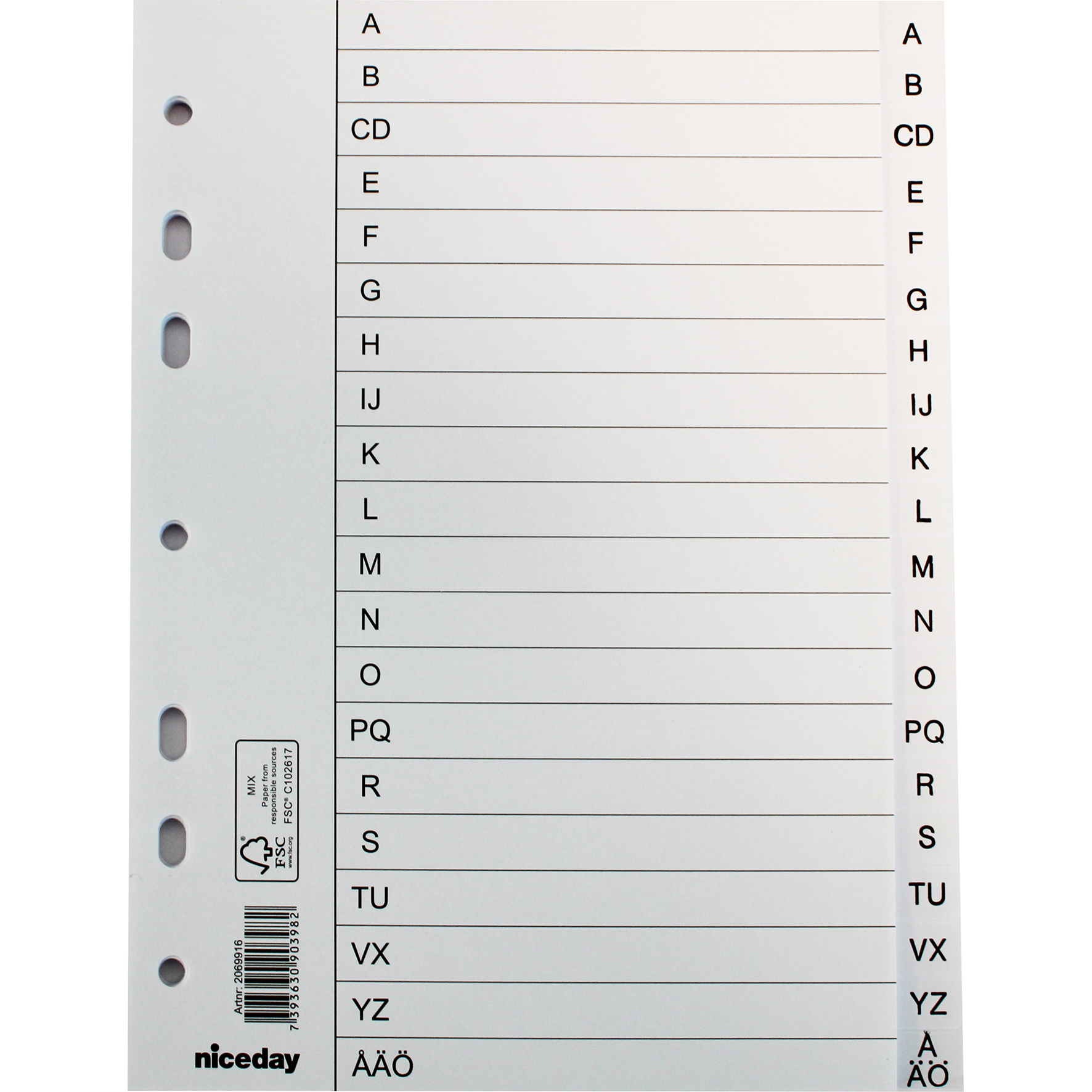 Pärmregister papper A5 A-Ö - 2
