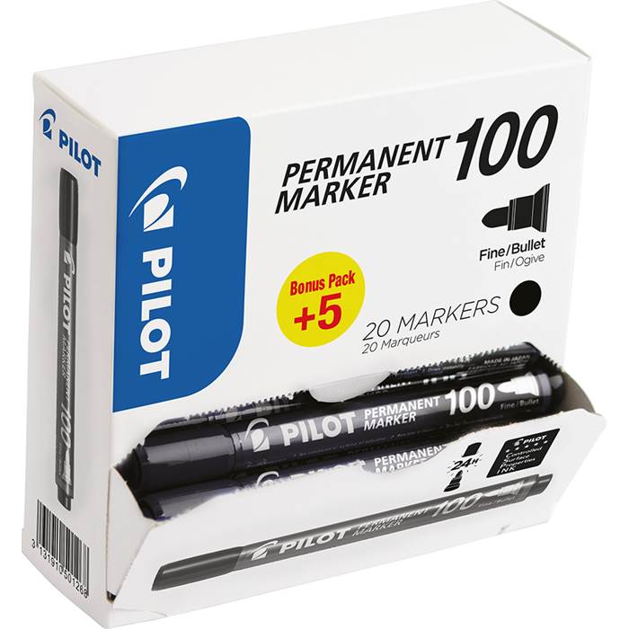 Märkpenna Pilot 100 svart 20fp - 2