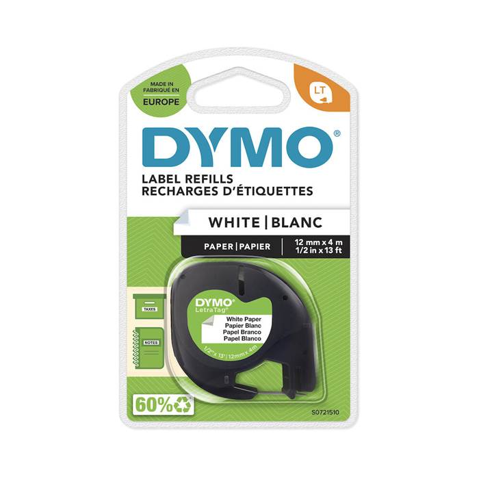 Märkband LetraTag plast vit - 2