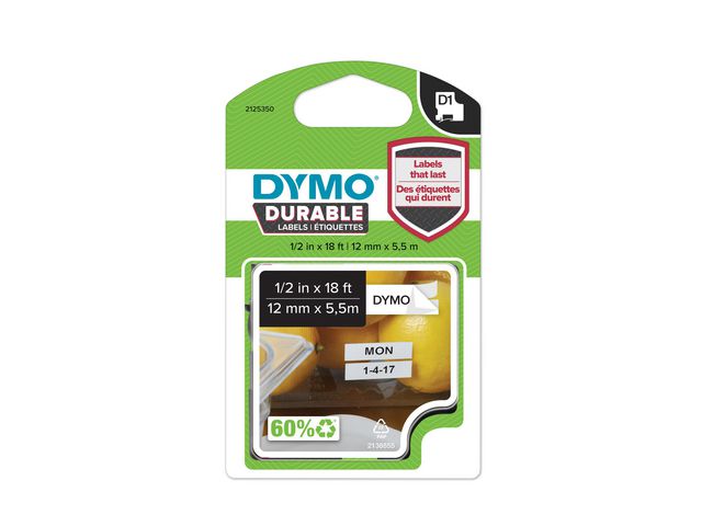 Märkband Dymo D1X sv/vit 12mm - 3