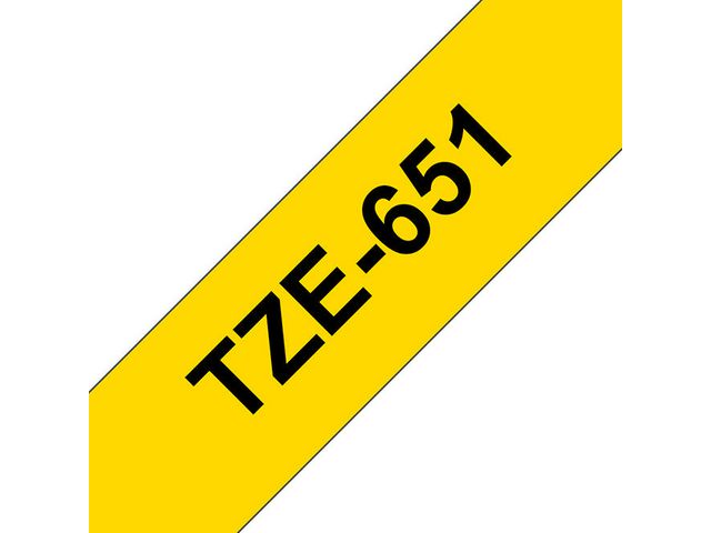Märkband TZe651 24mm sva/gul - 3