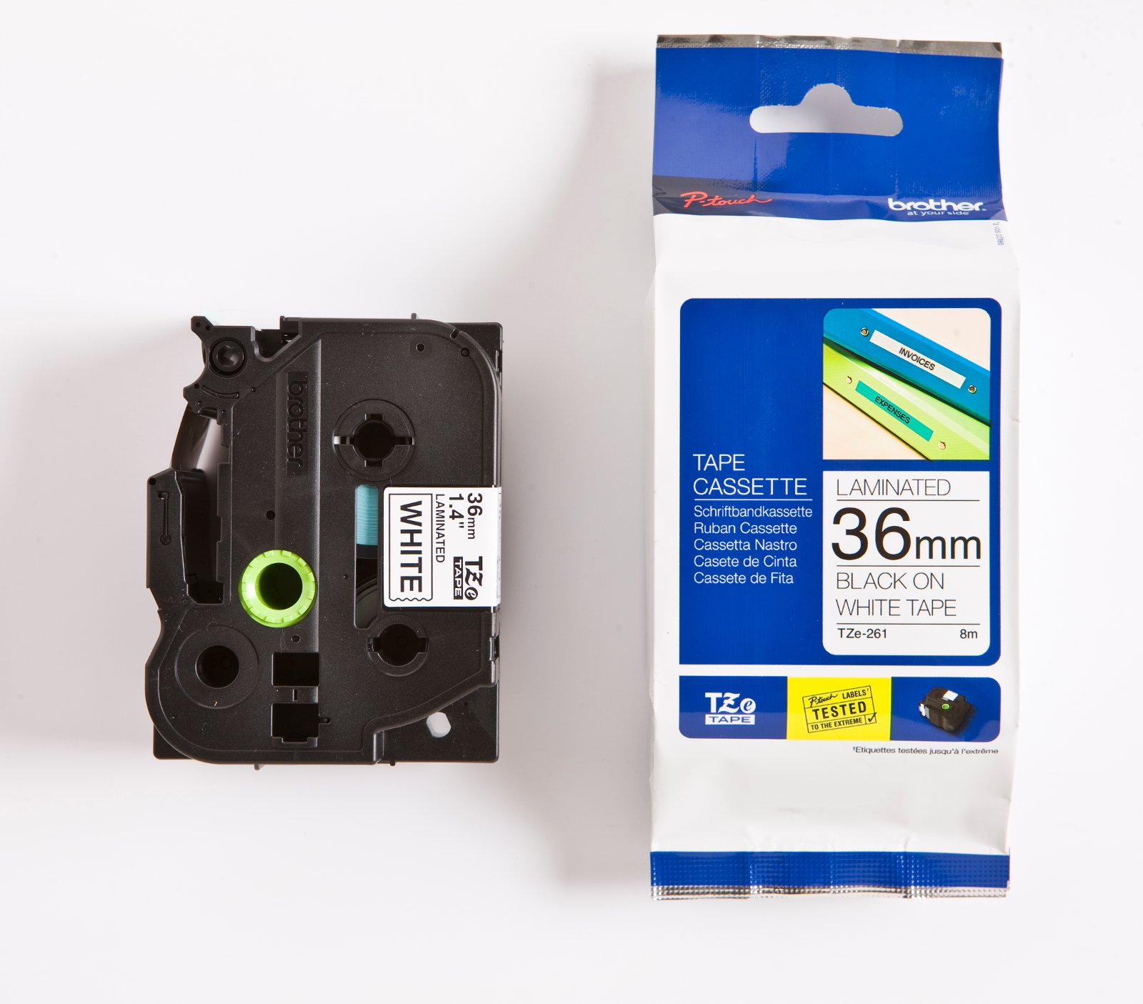Märkband TZe261 36mm sva/vit