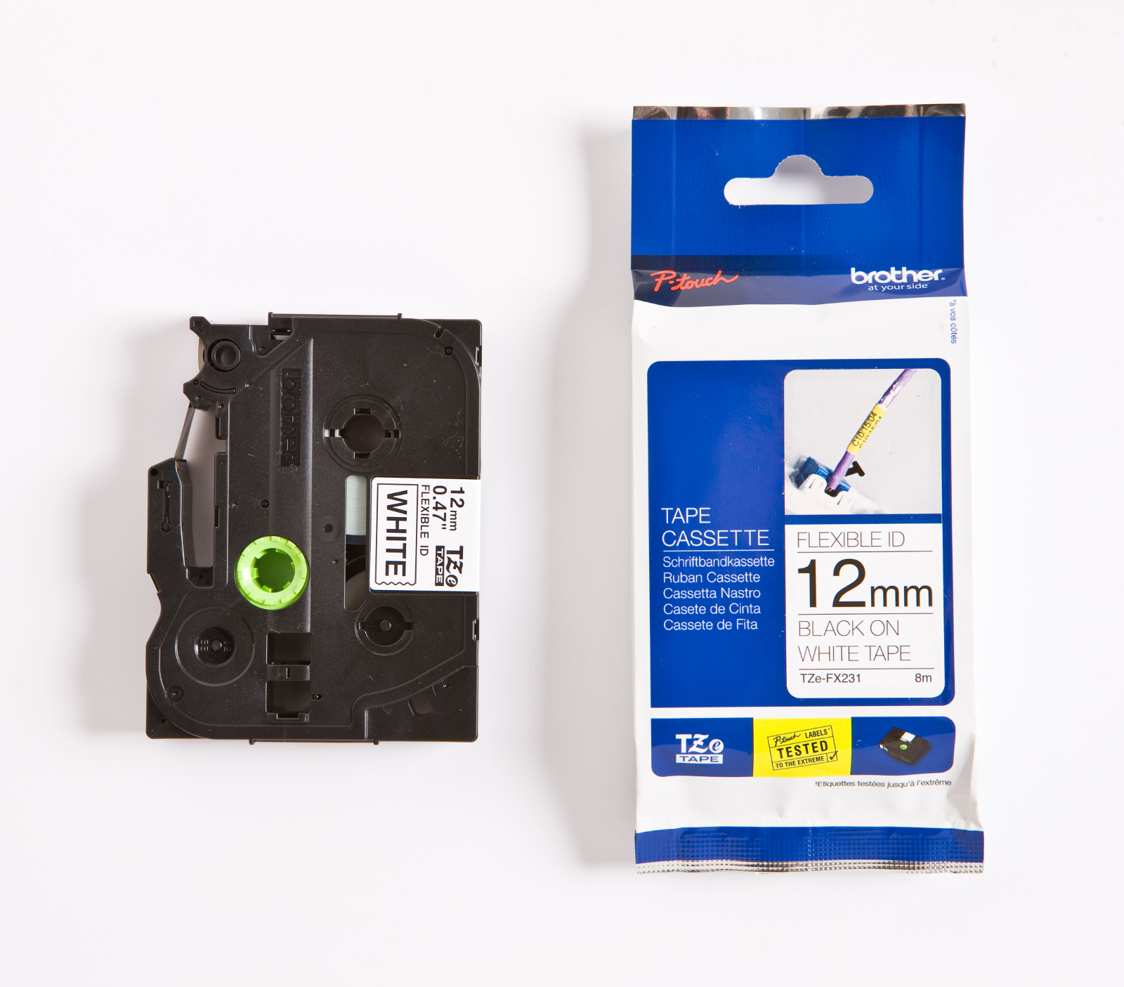 Märkband TZeFX231 12mm sva/vit