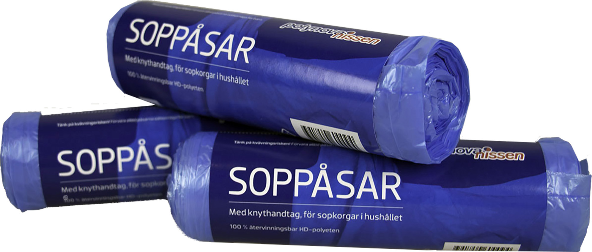 Soppåse Knyt 30L 12my 25/rlBlå