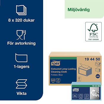 Rengöringsduk W8 Blå 40/fp