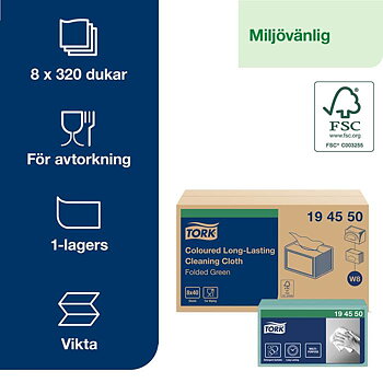 Rengöringsduk W8 Grön 40/fp