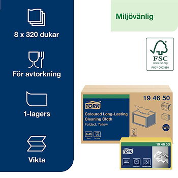 Rengöringsduk W8 Gul 40/fp