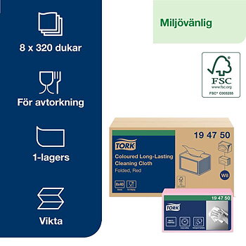 Rengöringsduk W8 Röd 40/fp
