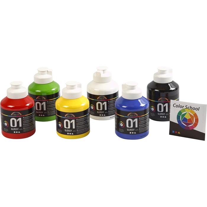 Akrylfärg blank 500ml mix 6/fp - 6