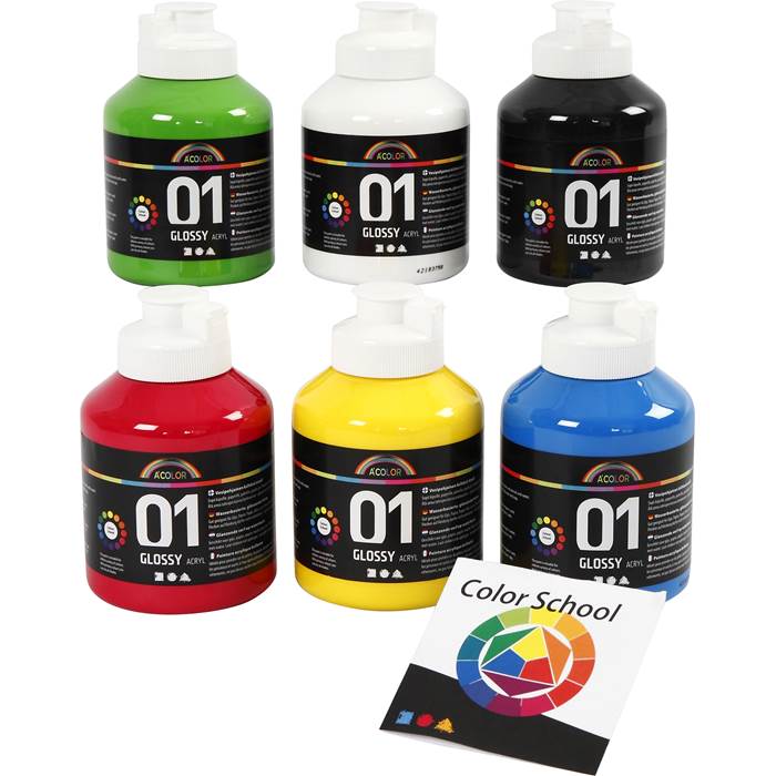 Akrylfärg blank 500ml mix 6/fp - 2