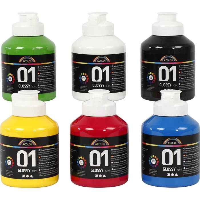 Akrylfärg blank 500ml mix 6/fp - 5