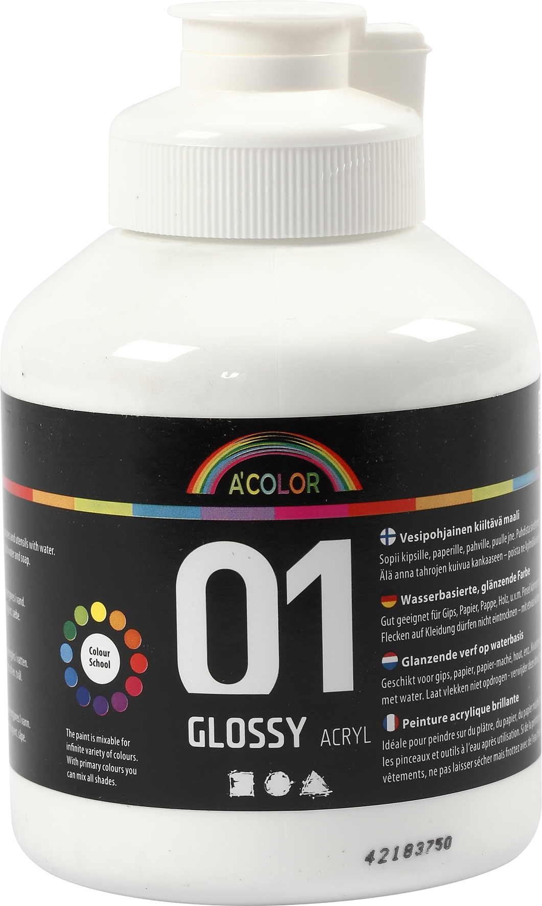 Akrylfärg blank 500ml vit - 5