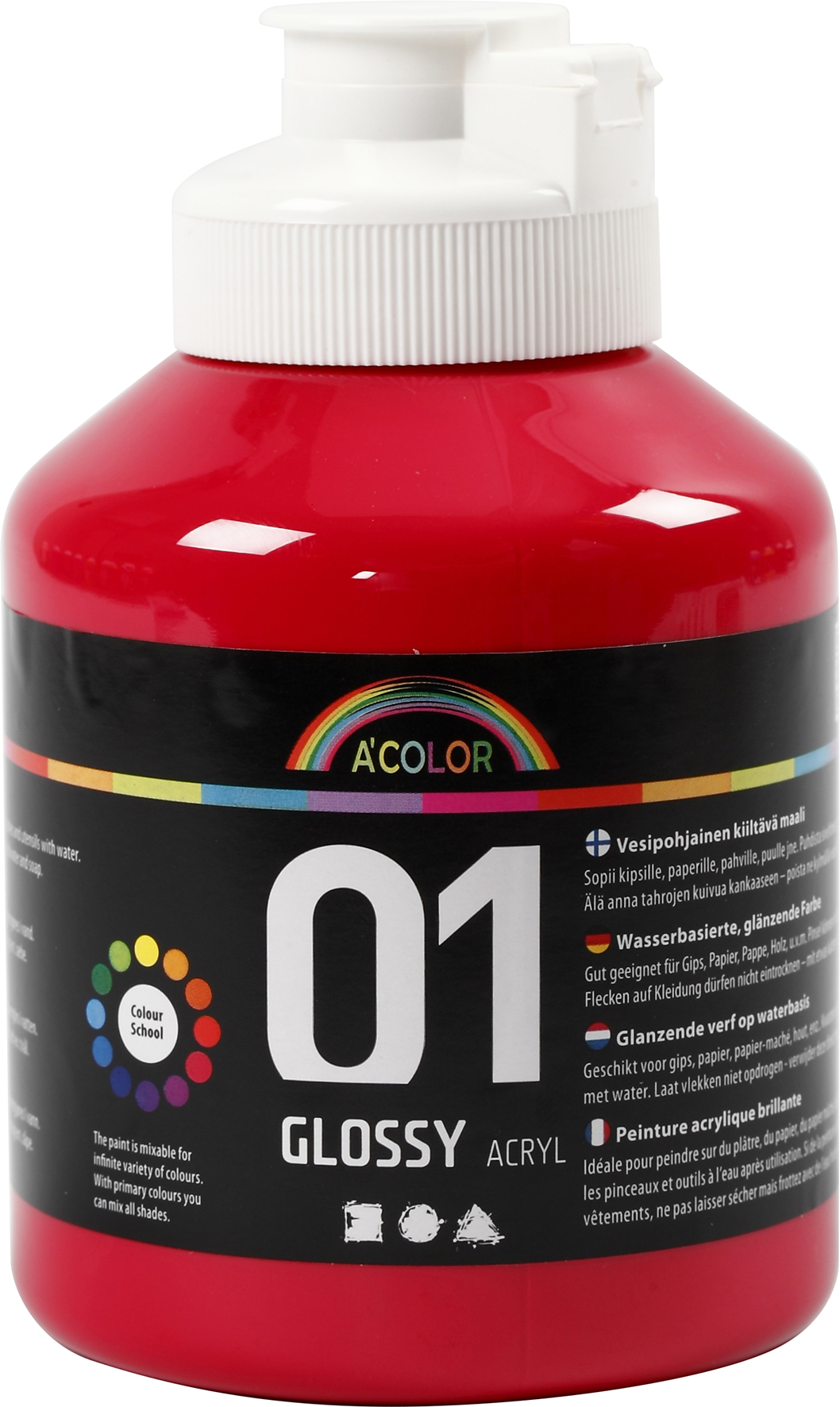 Akrylfärg blank 500ml röd - 5