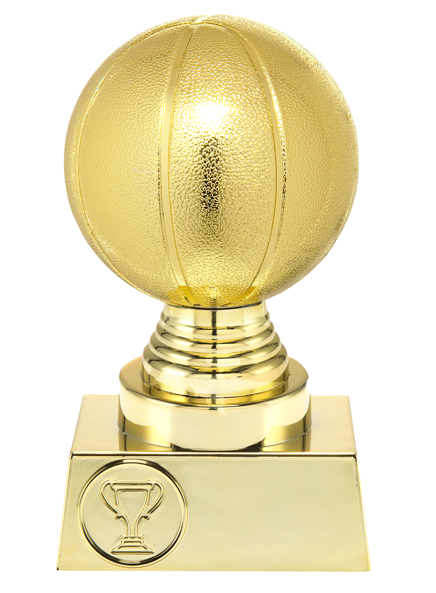 Statyett Guld Basket Sport Trophies - 135/150/165 mm - Inklusive skylt med text