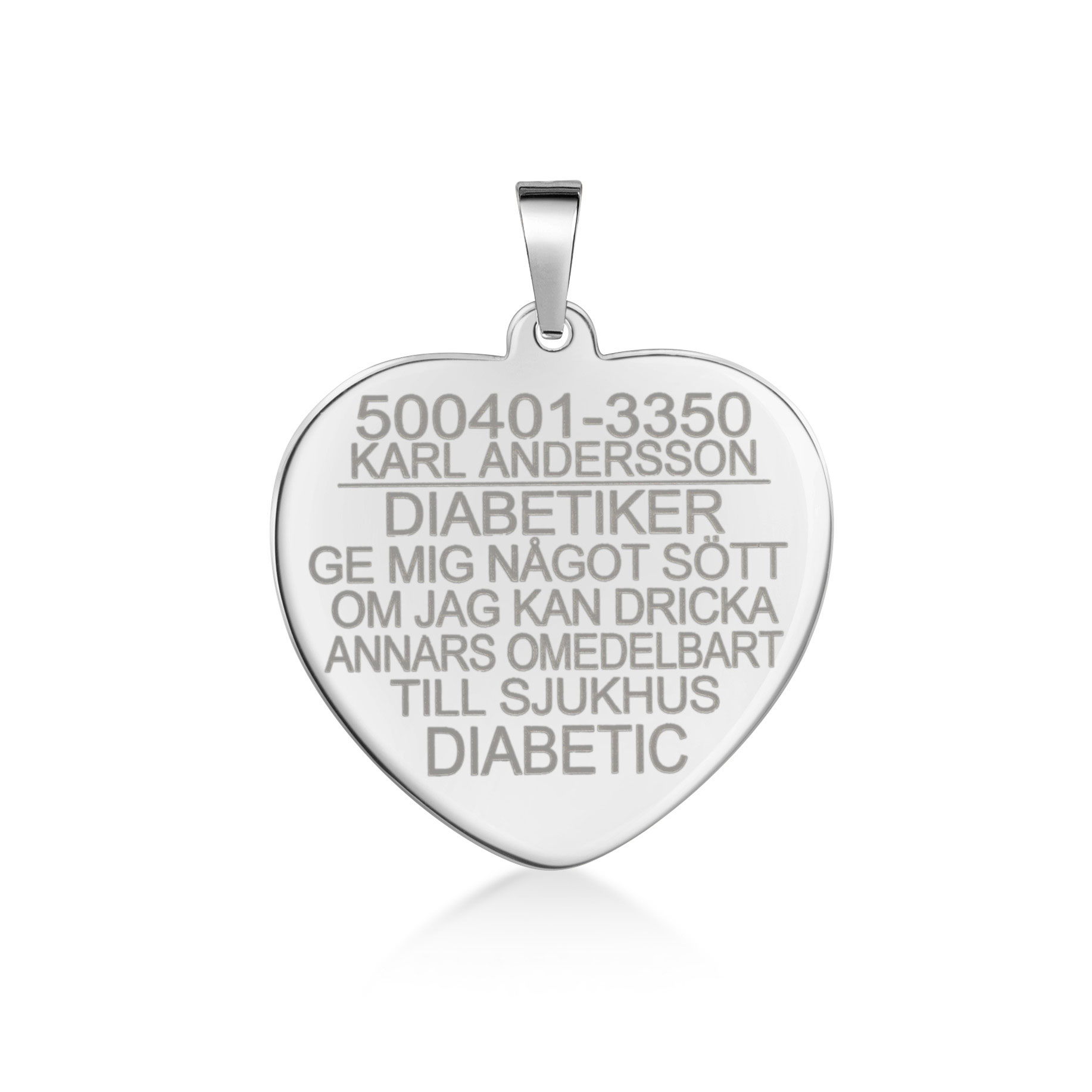 Diabetes sydän hopea 925
