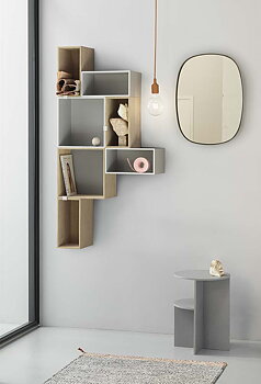 Stacked 2.0 Shelving System Small with back Oak