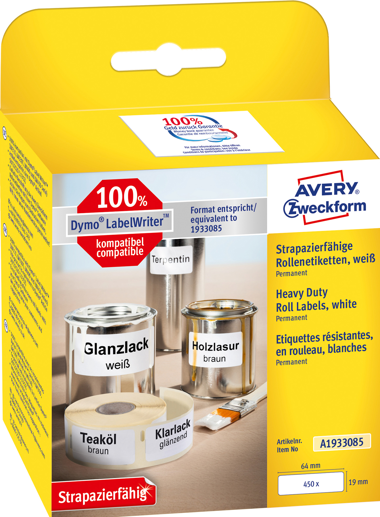 Etikett Avery durable 19x64mm