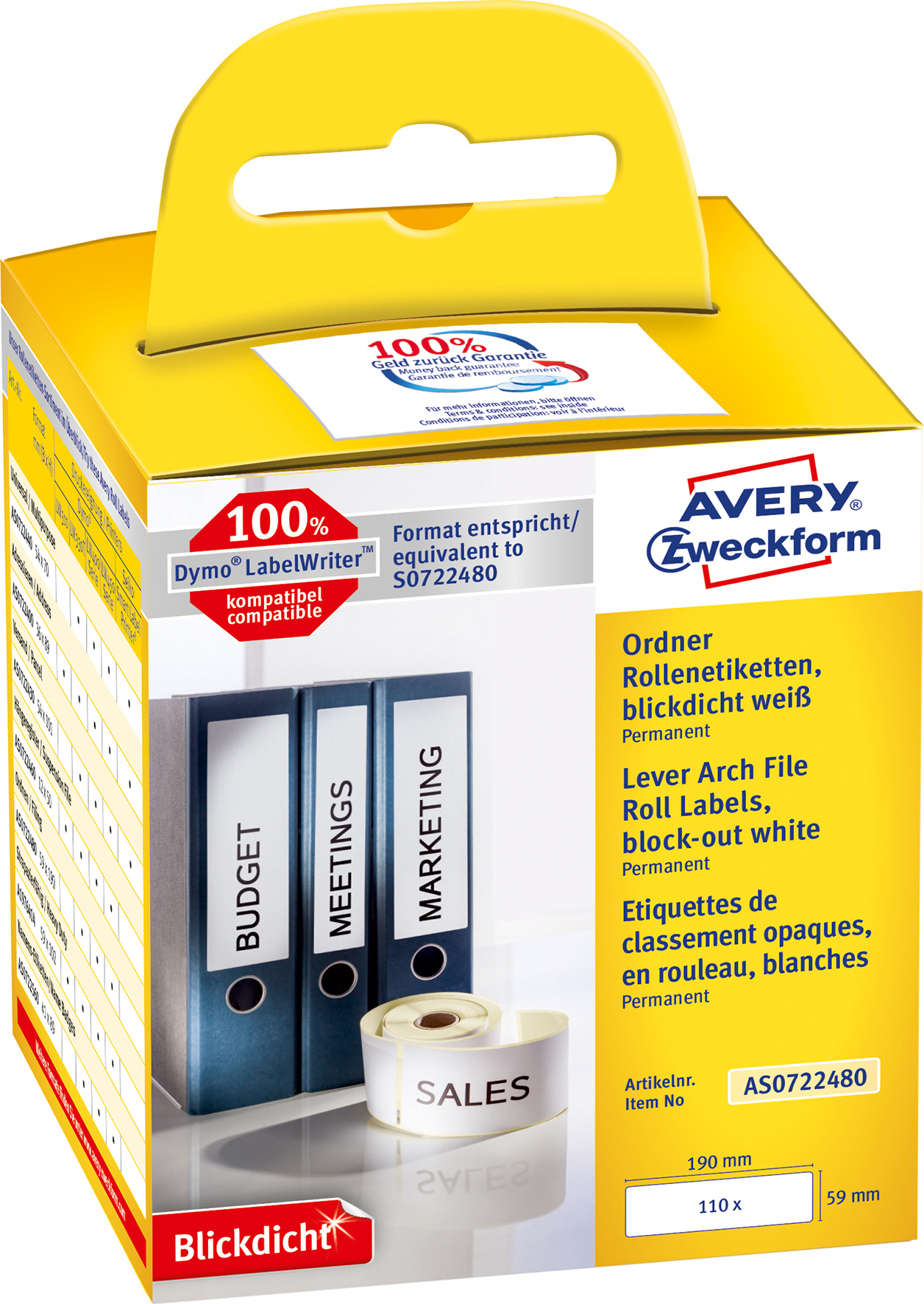 Etikett Avery 190x59mm 110/fp