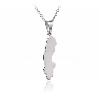 Halsband - ID-Bricka Sverige Karta Silver - Sweden Steel 