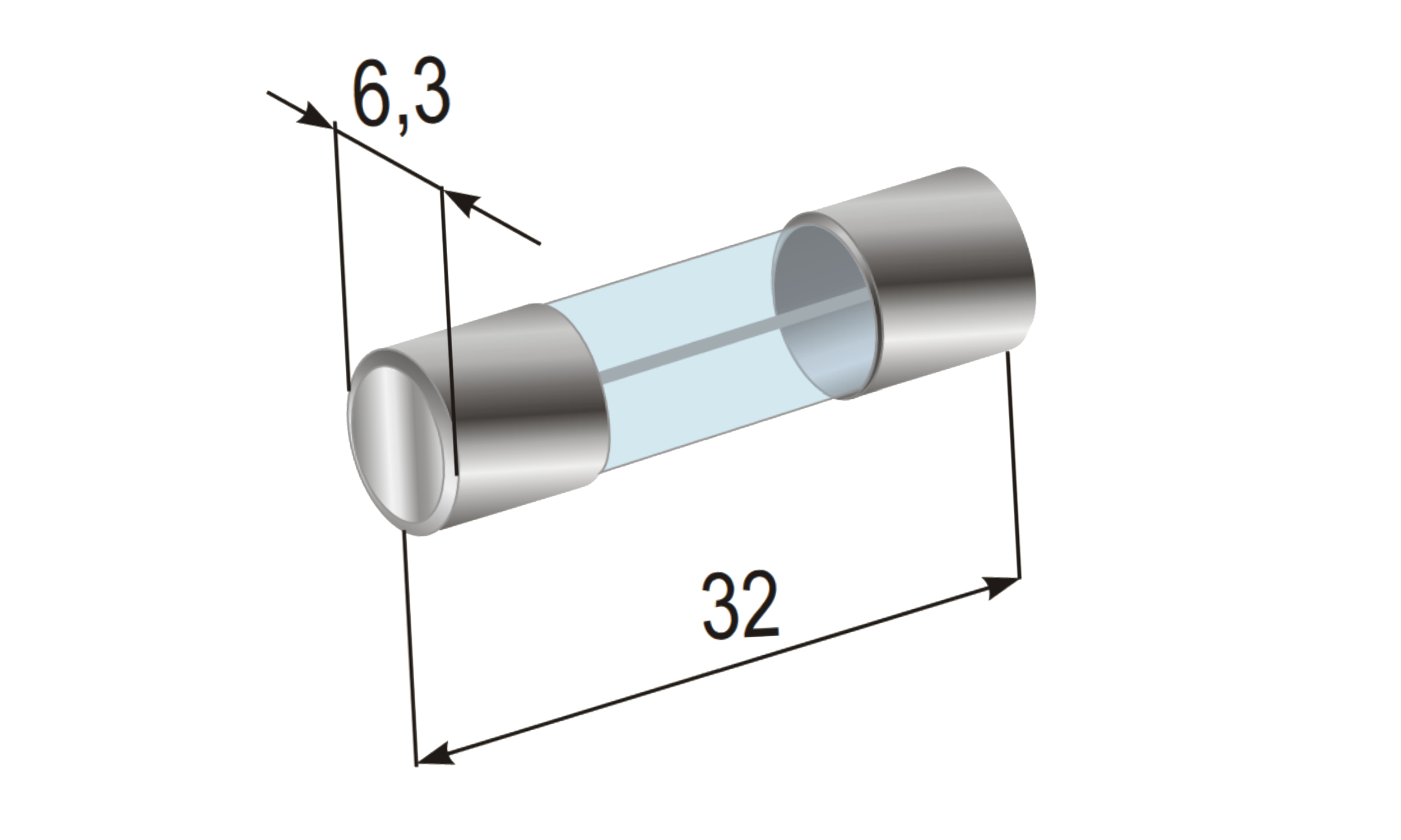 Glass fuse, Rapid, 6.3 x 32 mm Calotec AB