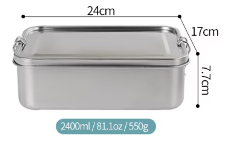 Erittäin suuri 2400 ml:n metallinen lounasrasia